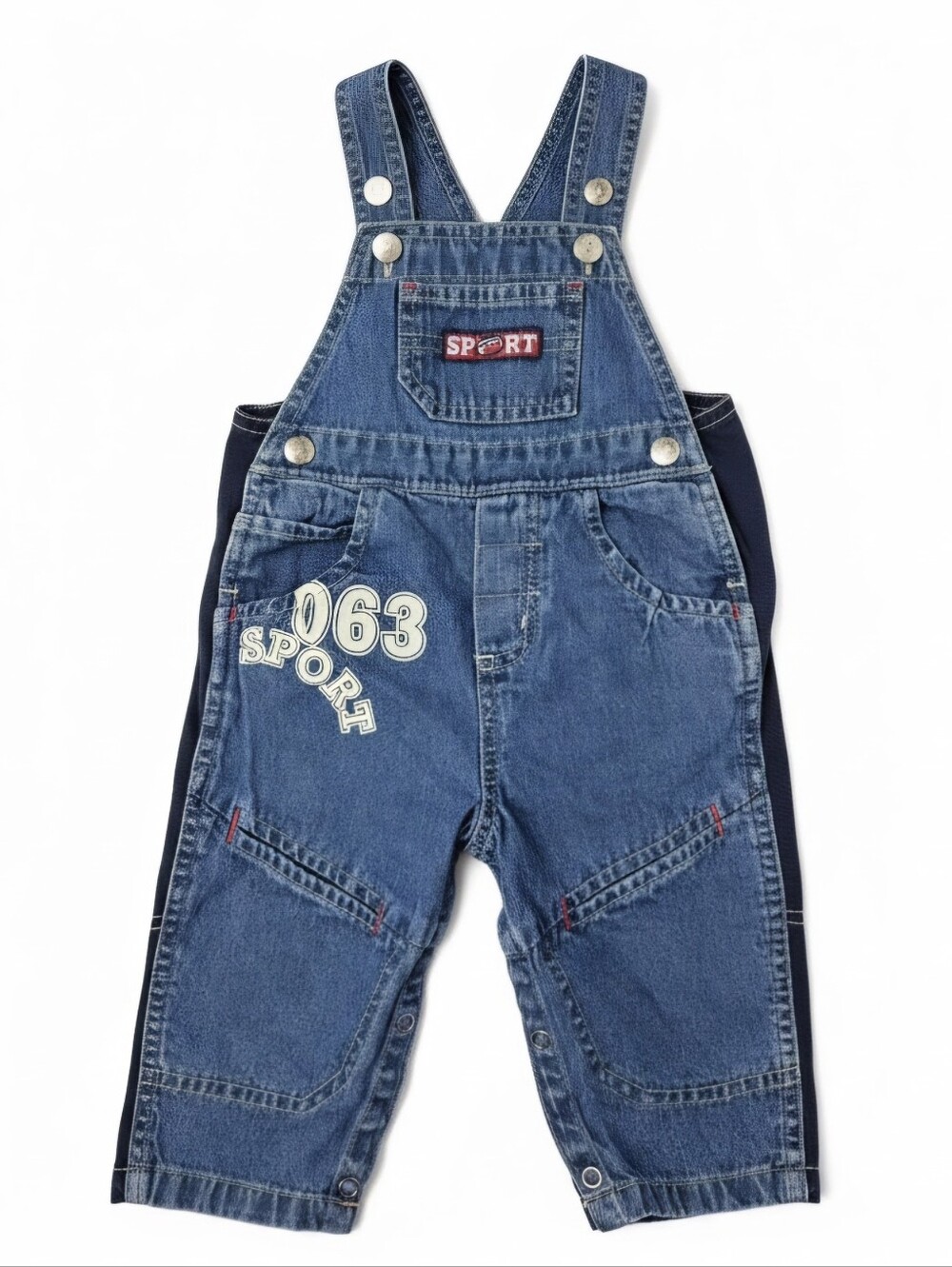 Vintage 90s Y2k Faded Glory Baby Boy Denim Sports Overalls 6-9M Snap Inseam